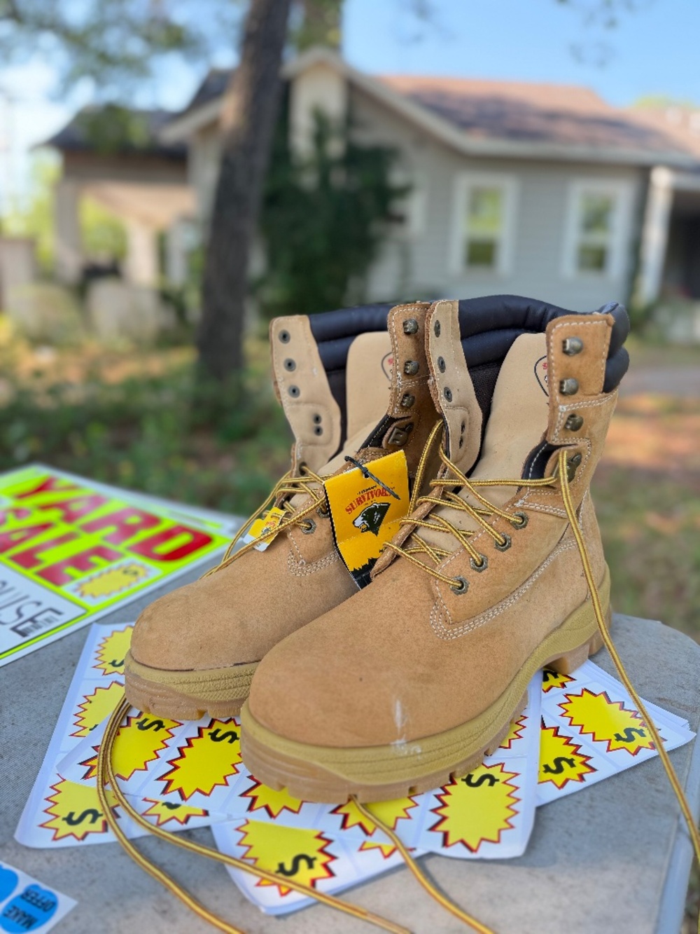 Men’s 11 Steel Toe Work Boots - Tan